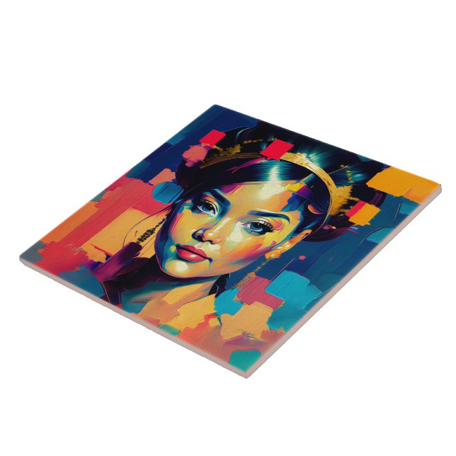 Chic Gulfenolfärgade kvinnor Impasto Oljemålning Kakelplatta (Sidan)