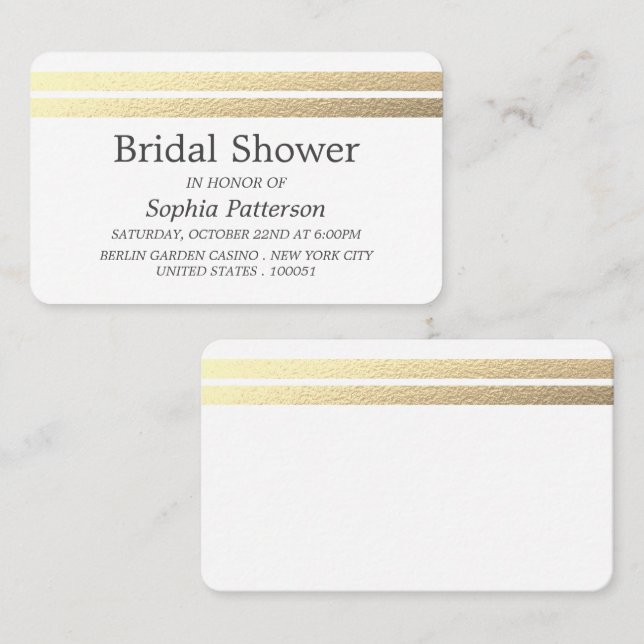 Chic Gulfenolja Rand Möhippa Biljett Inbjudan (Fram/baksida)