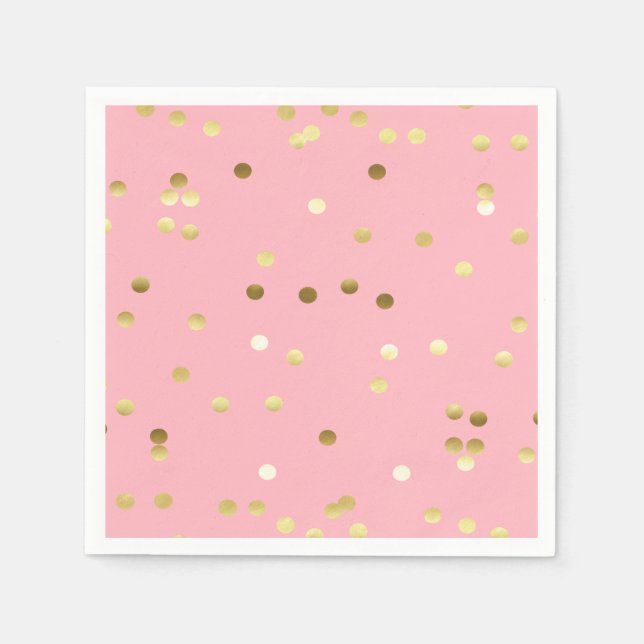 Chic Gulffettkonfetti Ljus rosa Pappersservett (Framsidan)