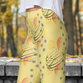 Chic Gult Atomic Vortex Mönster Leggings