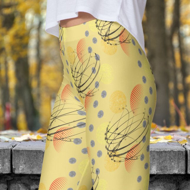Chic Gult Atomic Vortex Mönster Leggings (Buff Yellow Atomic Vortex Leggings)