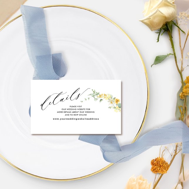 Chic Gult Blommigt Bröllop webbplats / Information Tilläggskort (Skapare uppladdad)