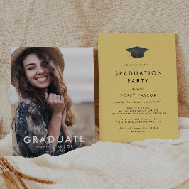 Chic Gult Grad Cap Photo Studentfest Inbjudningar