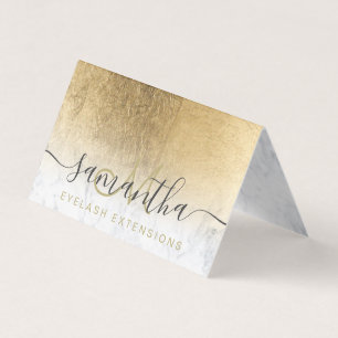 chic gult guld foil ombre marble öga after-care visitkort