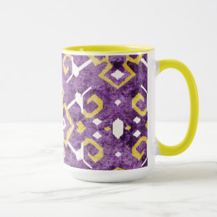 Chic gult lila ikat tribal mönster mugg