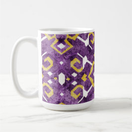 Chic gult lila ikat tribal mönster mugg