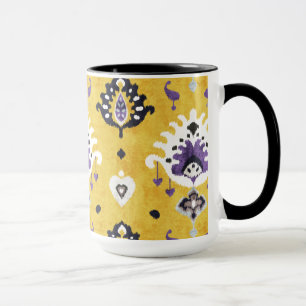 Chic gult lila ikat tribal mönster mugg