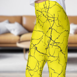 Chic Gult och svart fraktur Mönster Leggings