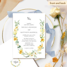 Chic Gult och vit Blommigt Monogram Bröllop