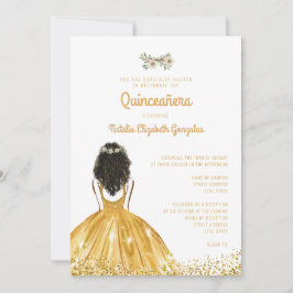 Chic Gult Princess Dress 15 Quinceañera Inbjudningar