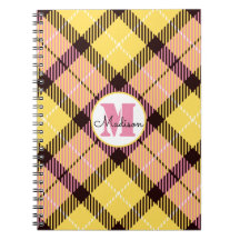 Chic Gult Rosa Play Tartan Monogram Script Namn