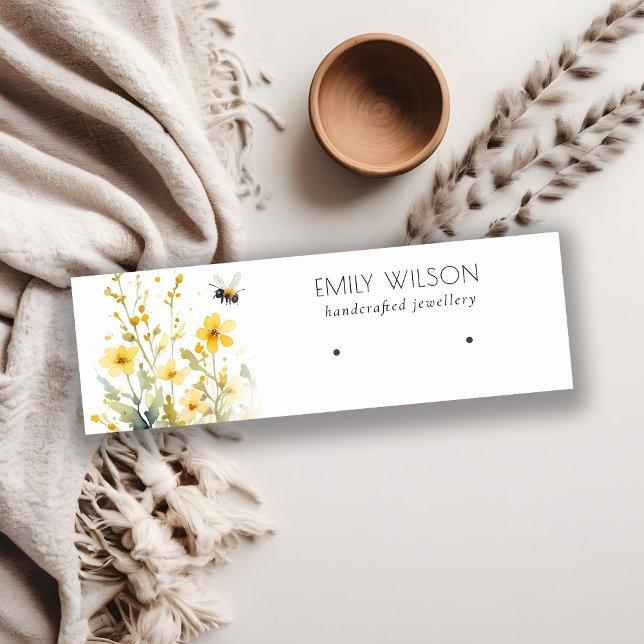 Chic Gult Vår WildblomBee Earring Visning Mini Visitkort (Skapare uppladdad)