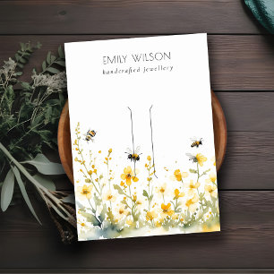 Chic Gult Wildblomme Humla Hairclip Visning Visitkort