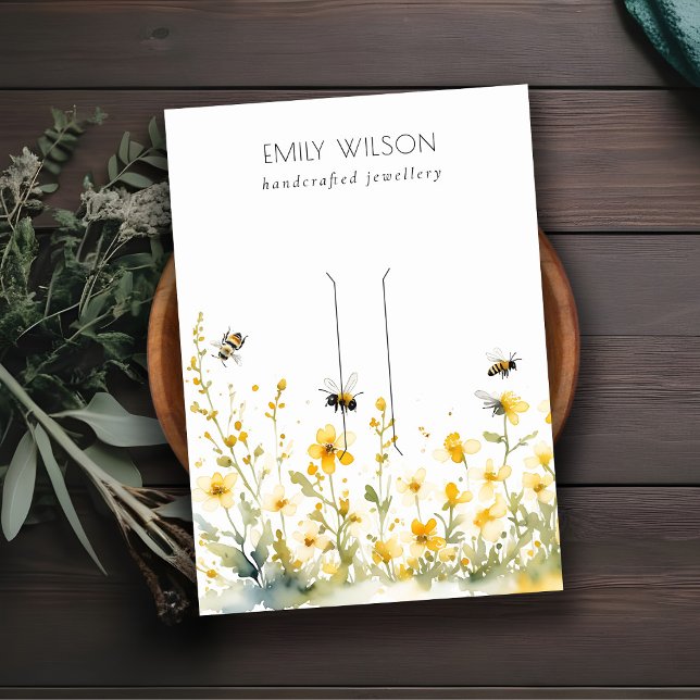 Chic Gult Wildblomme Humla Hairclip Visning Visitkort (Skapare uppladdad)