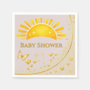 Chic gyllene fjärils baby shower-festduk pappersservett
