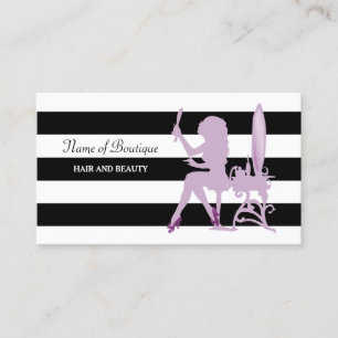 Chic Hair Salon Lila Glitz Girl Black Rand Visitkort