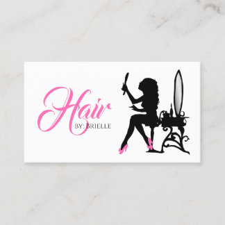 Chic Hair Salon Rosa och svart Woman Hair Stylist Visitkort