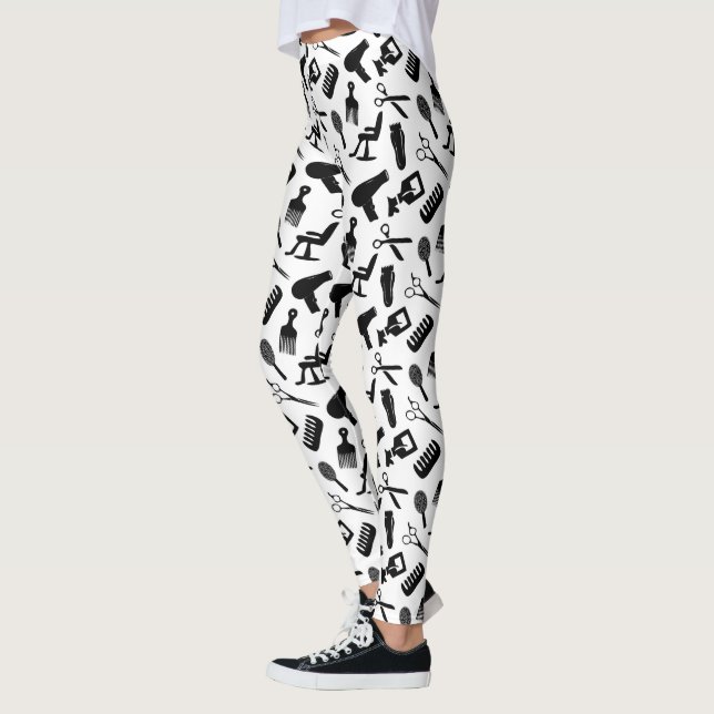 Chic Hair Stylist Mönster Leggings (Vänster)