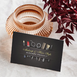 Chic Hair stylist och Makeup Artist Black Linen Visitkort