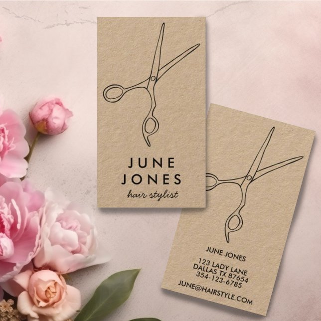 Chic Hair Stylist Sissors Salon Minimal Kraft Visitkort (Chic Hair Stylist Scissors Salon Minimal Kraft Business Card
)