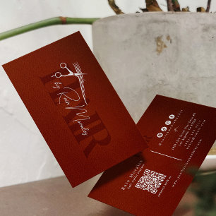 Chic Hairstylist Sissors Minimal QR-kod Visitkort
