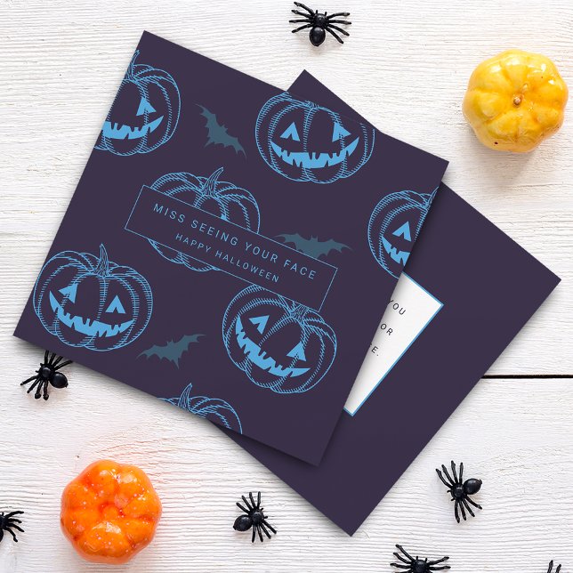 Chic Halloweenfladdermus Pumpa Kort (Chic Pumpkin Bat Halloween Card)
