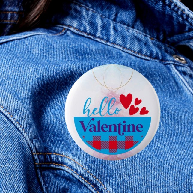 Chic Hälsning: Hej Valentine Button Knapp (Skapare uppladdad)