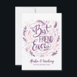 Chic Hand lät bäst vän någonsin Personlig Tack Kort<br><div class="desc">Chic Hand lät Bästa vän någonsin Personlig designas med namn och år etablerat, med Roligt Ljus rosa och Vin Burgundy hand plockade löv, twigs och dot inslag och handborstat skript med trendig typografi. Underbar gåva till din bästa vän någonsin! Anpassningsbar Tack för kortet! ~ Kolla min butik för att se...</div>