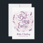 Chic Hand lät bäst vän någonsin Personlig Tack Kort<br><div class="desc">Chic Hand lät Bästa vän någonsin Personlig designas med namn och år etablerat, med Roligt Ljus rosa och Vin Burgundy hand plockade löv, twigs och dot inslag och handborstat skript med trendig typografi. Underbar gåva till din bästa vän någonsin! Anpassningsbar Tack för kortet! ~ Kolla min butik för att se...</div>