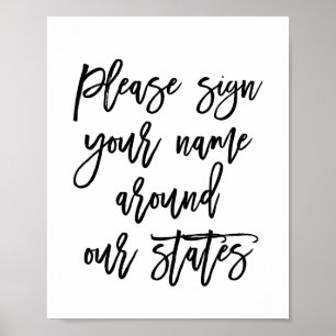 Chic Hand lät signera ditt namn runt Stater Poster