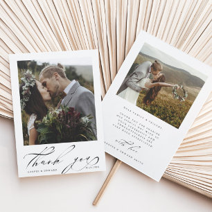 Chic Hand Leted 2 Photo Bröllop Tack Kort