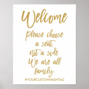 Chic Hand Leted Bröllop, välj ett säte Poster