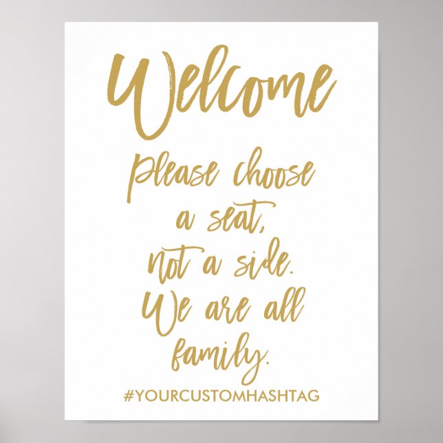 Chic Hand Leted Bröllop, välj ett säte Poster (Framsidan)