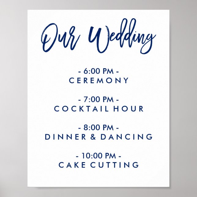 Chic Hand Leted Bröllopsdag of Schedule Poster (Framsidan)