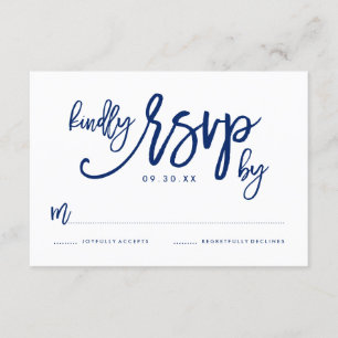 Chic Hand Leted Navy-Bröllop OSA Card Kort