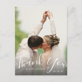 Chic Hand Leted Script Photo Bröllop Tack Vykort
