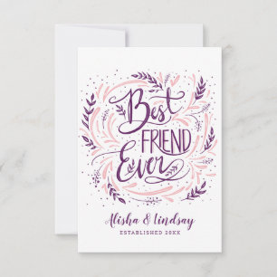 Chic Hand Lettered Bästa vän någonsin Personlig Tack Kort