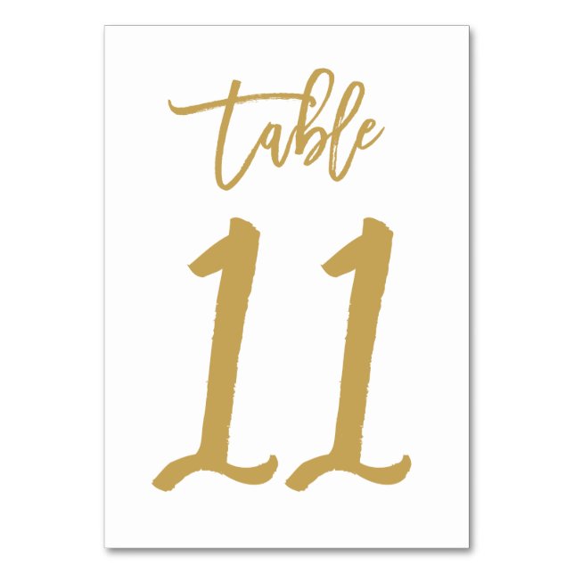 Chic Hand Lettered Bordsnummer Guld | Bord 11 (Framsidan)