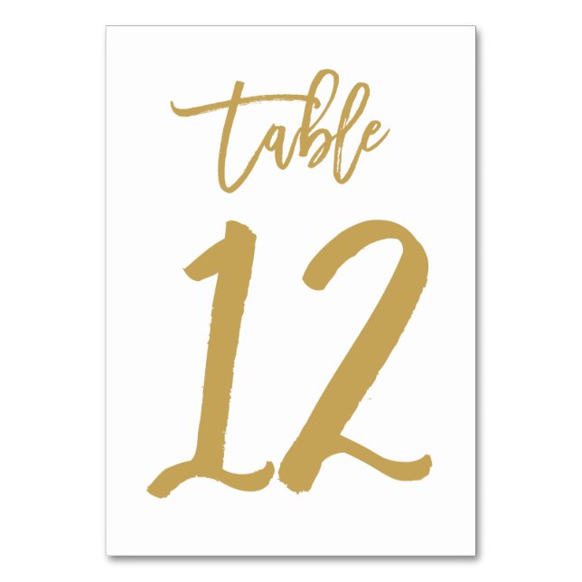 Chic Hand Lettered Bordsnummer Guld | Bord 12 (Framsidan)