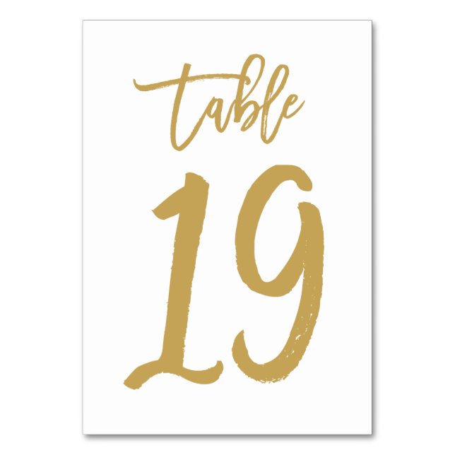 Chic Hand Lettered Bordsnummer Guld | Bord 19 (Framsidan)