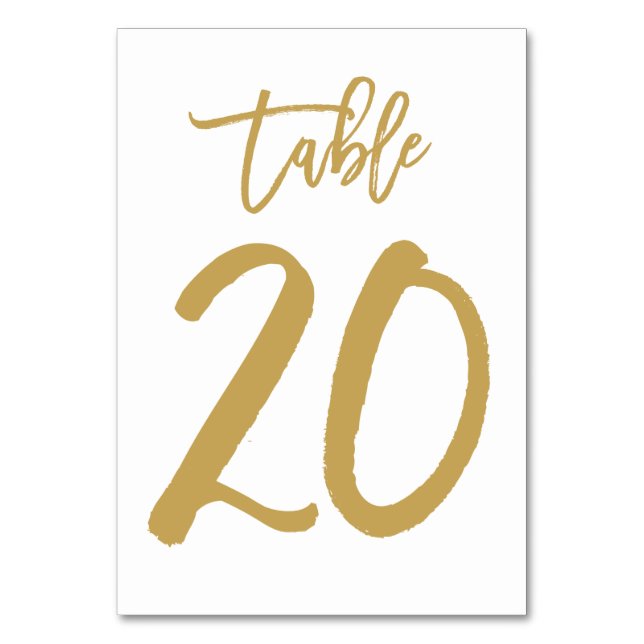 Chic Hand Lettered Bordsnummer Guld | Bord 20 (Framsidan)