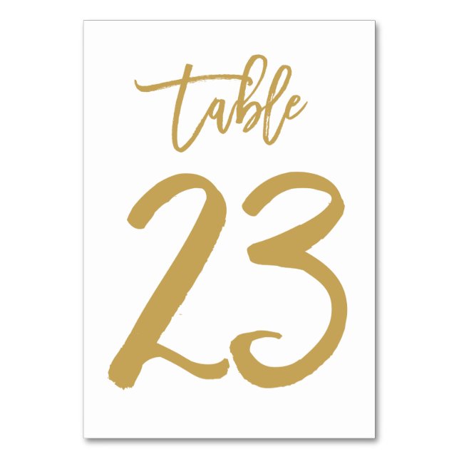 Chic Hand Lettered Bordsnummer Guld | Bord 23 (Framsidan)