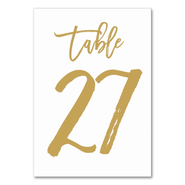 Chic Hand Lettered Bordsnummer Guld | Bord 27 (Framsidan)