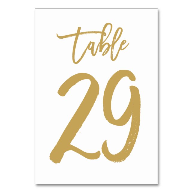 Chic Hand Lettered Bordsnummer Guld | Bord 29 (Framsidan)