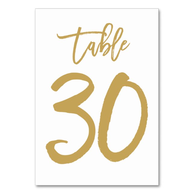 Chic Hand Lettered Bordsnummer Guld | Bord 30 (Framsidan)