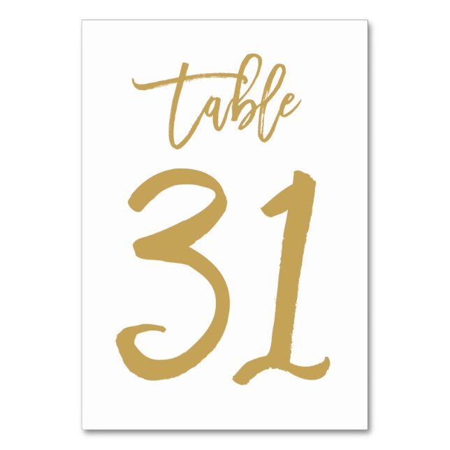 Chic Hand Lettered Bordsnummer Guld | Bord 31 (Framsidan)