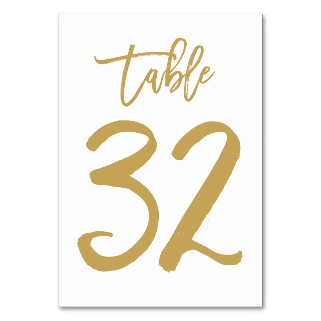 Chic Hand Lettered Bordsnummer Guld | Bord 32 (Framsidan)