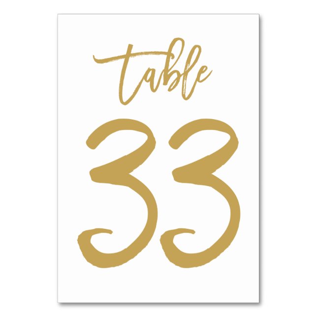 Chic Hand Lettered Bordsnummer Guld | Bord 33 (Framsidan)
