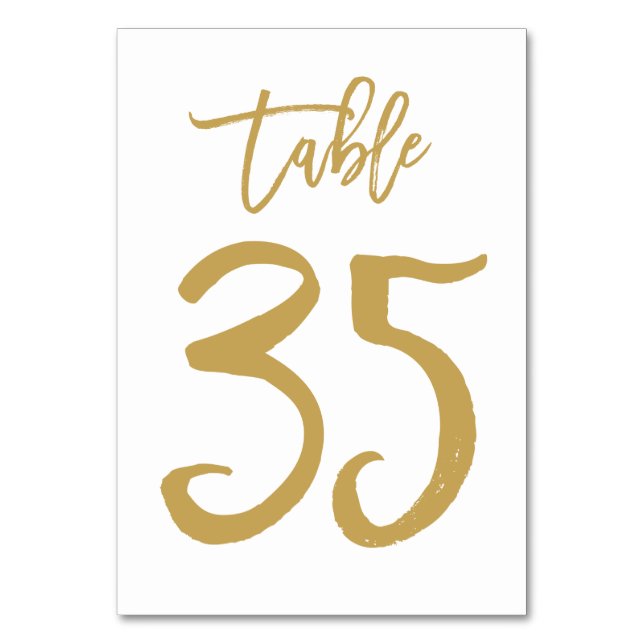 Chic Hand Lettered Bordsnummer Guld | Bord 35 (Framsidan)