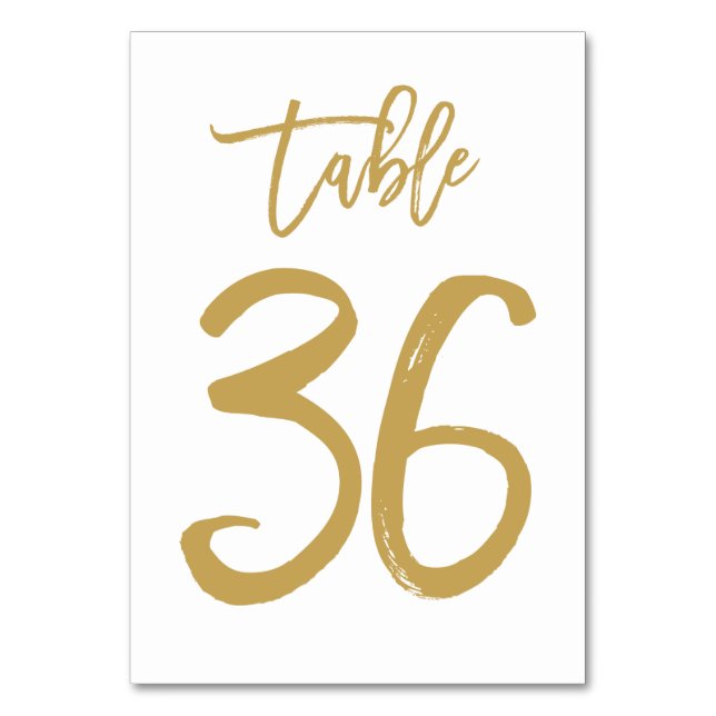 Chic Hand Lettered Bordsnummer Guld | Bord 36 (Framsidan)